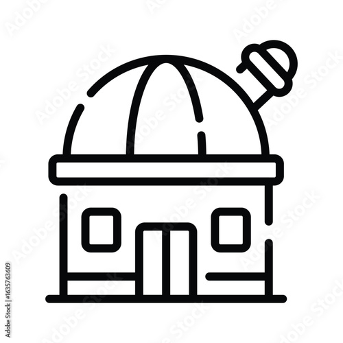 Well crafted outline icon of astronomical observatory dome