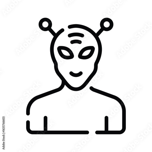 Trendy outline icon of friendly alien figure