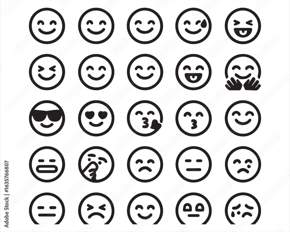 Emotions, bold line icons Emotions, bold line icons