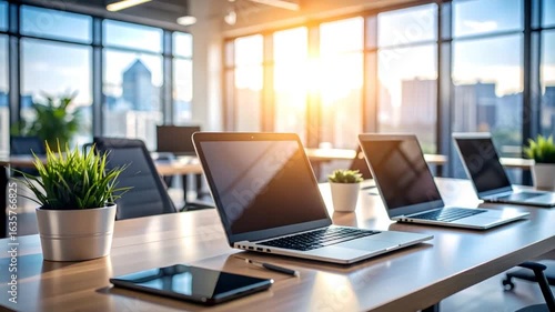 Wallpaper Mural Modern office desk with laptops Torontodigital.ca