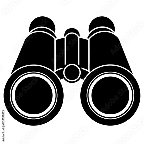 Black binoculars silhouette white vector
