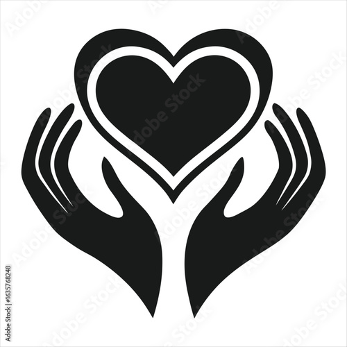 Hands holding a heart symbol of love and care