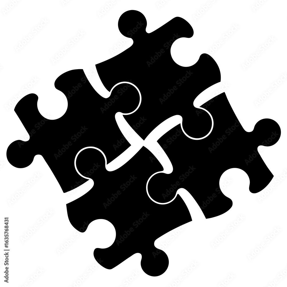 Obraz premium Interlocking puzzle pieces black vector white
