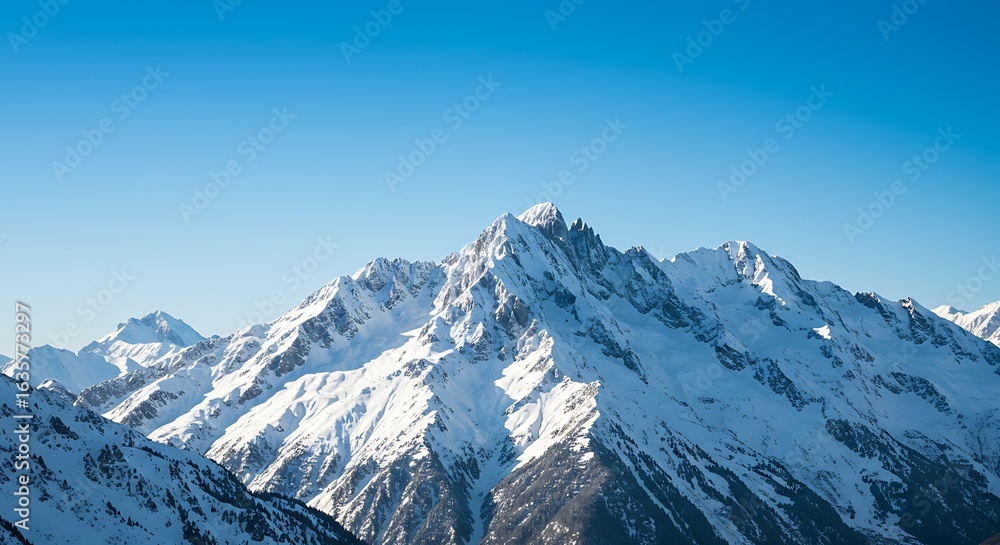 Fototapeta premium Explore the beauty of a vertical shot of a snow-covered mount peaks