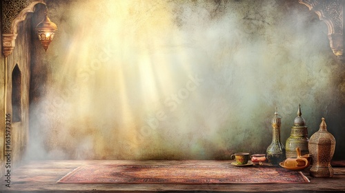 Vintage interior backdrop with decorative items