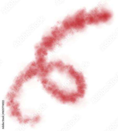 Realistic red smoke spiral or haze. Magic fog, vapor, smoke line left by flight. 
