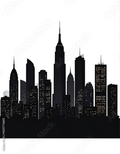 Night city skyline silhouette