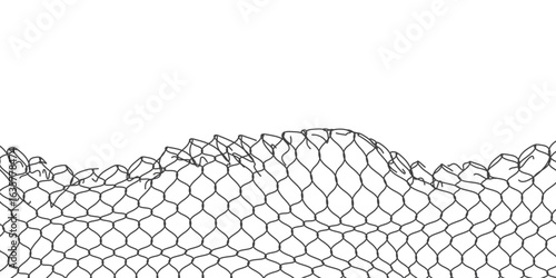 iron damage fence with cut out iron lines template. Vector