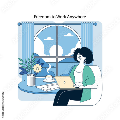 Remote Work Comfort: Woman Using Laptop at Home