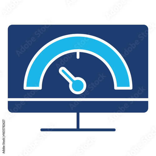Broadband Icon In Blue Monochrome Flat Design, Vector Illustration