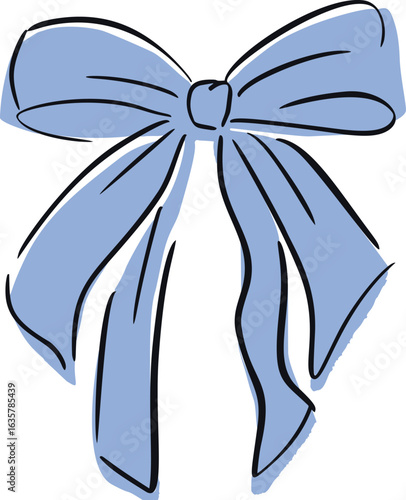Blue ribbon bow. Perfect for greeting cards, wedding invites, event programs, or formal stationery. Fully editable vector.