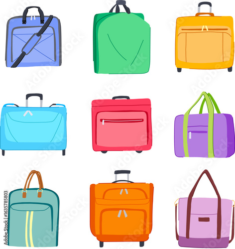 garment bag set cartoon vector illustration