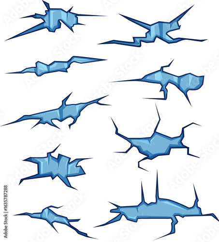 ice crack set cartoon vector illustration