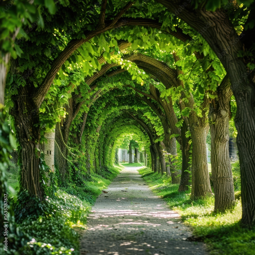 Obraz premium Pathway through a tree tunnel