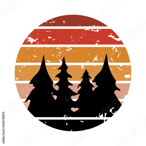 stemware retro sunset cartoon vector illustration