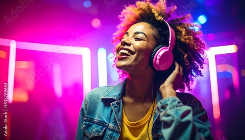 Woman enjoying music in a vibrant club