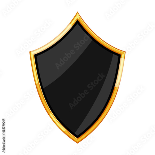 crystal shield golden luxury cartoon vector illustration
