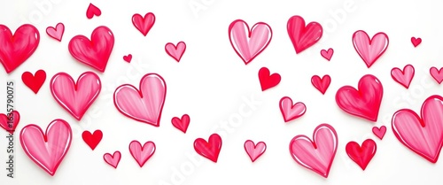 Lovely hand-drawn hearts in pink and red, perfect for Valentine's Day,   cute,  pretty