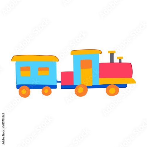 caboose train toy cartoon vector illustration