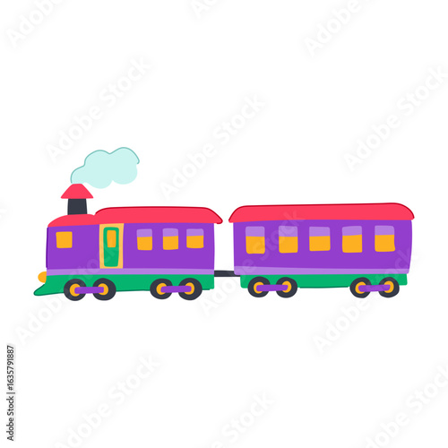 whistle train toy cartoon vector illustration