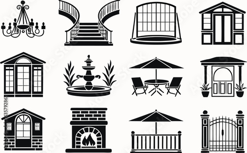 Adobe IllusArchitectural elements and outdoor living icons Keywords: chandelier, staircase, conservatory
trator Artwork