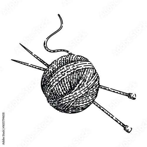 acrylic yarn needle knit sketch hand drawn black