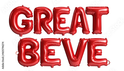 Red balloon letters spelling out 