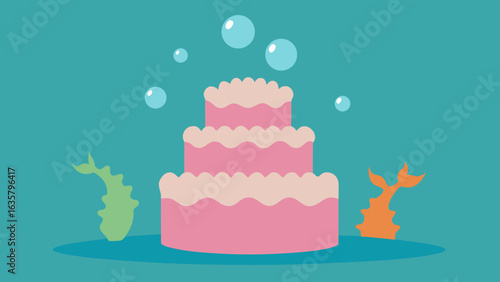 underwater cake pearl frosting seahorse