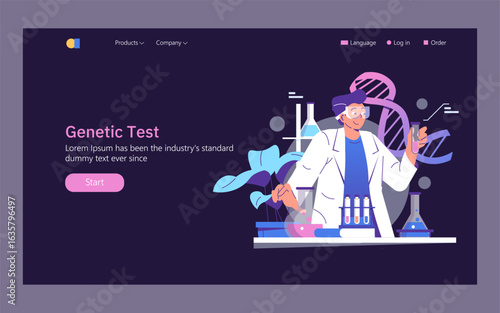 Scientist Conducting Genetic Test Vector Illustration