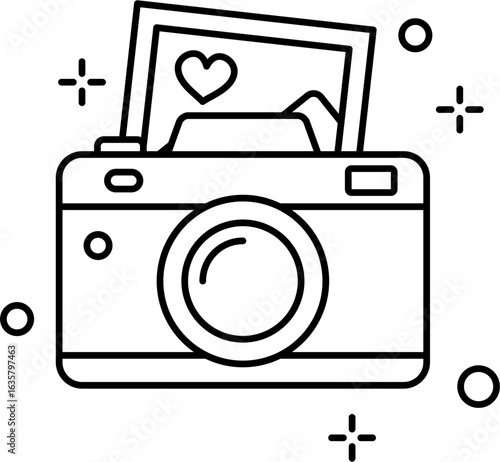 Camera Icon With Romantic Photo Frame
