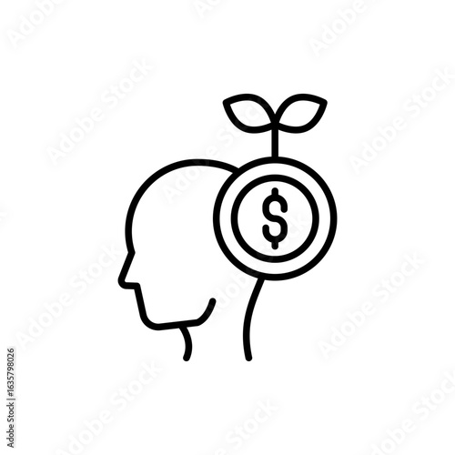 Investment planning outline icons, minimalist vector illustration ,simple transparent graphic element .Isolated on white background