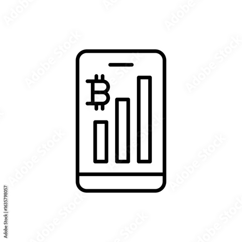 Bitcoin investment outline icons, minimalist vector illustration ,simple transparent graphic element .Isolated on white background