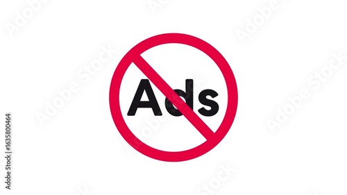 Animation of Ads is Prohibited Sign on White Background in 4k