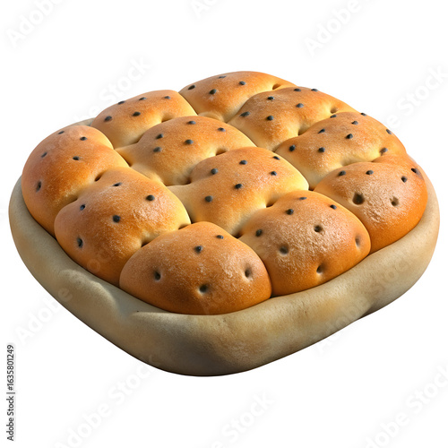 Wallpaper Mural Square bread with seeded topping in isolated view. Golden brown baked goods displayed against black background. Artisan bakery product for restaurant or food photography. Torontodigital.ca