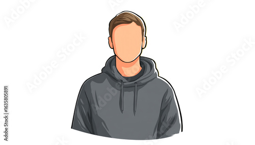 Faceless man in hoodie isolated on transparent background