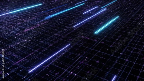 Wallpaper Mural Abstract data flow animation with glowing lines on a dark grid background Torontodigital.ca