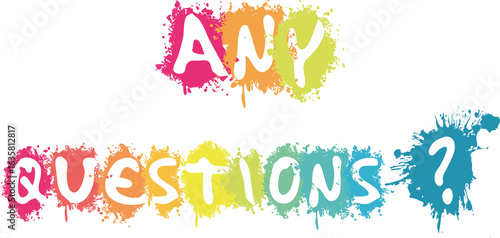 Any Questions in white splash background illustration