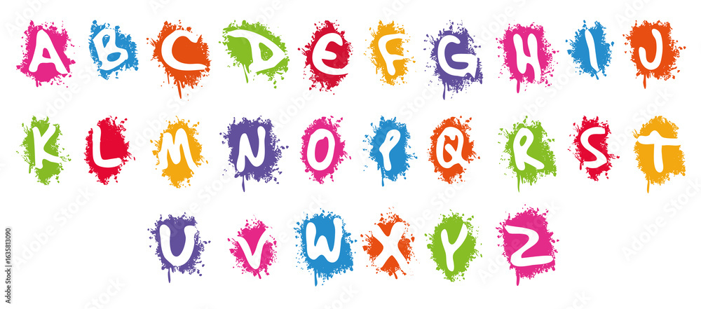Alphabet in white splash background illustration Alphabet in white splash background illustration