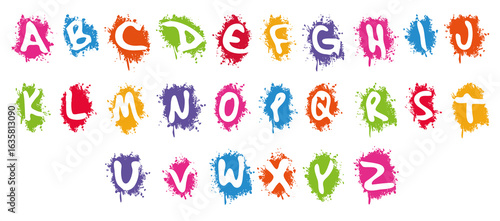 Alphabet in white splash background illustration
