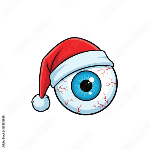 Festive eyeball wearing a santa hat for holiday season celebrations and christmas cheer