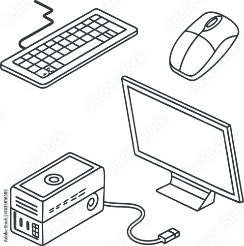 Technological Icon for graphic desing like computer mouse ke...