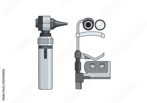 Otoscope and Slit Lamp: Medical Diagnostic Instruments Illustration.