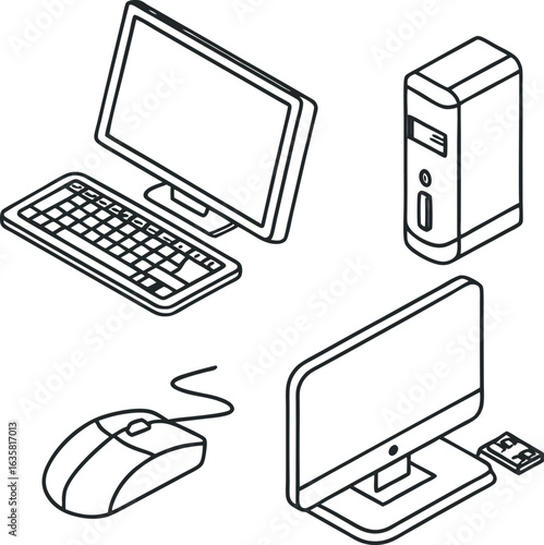 Technological Icon like computer mouse CPU Monitor.eps