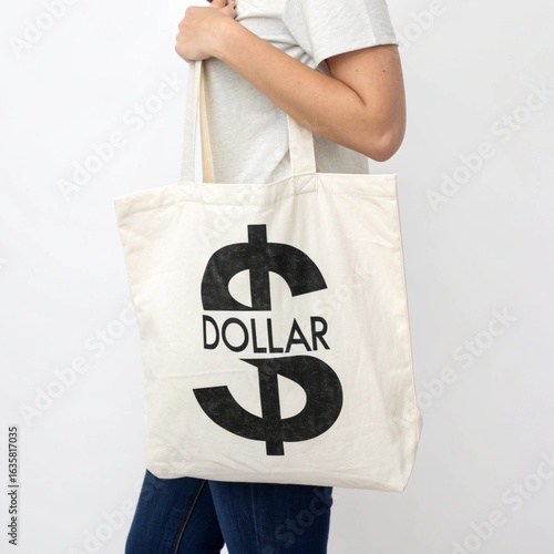Dollar Sign Fabric Tote Bag	
