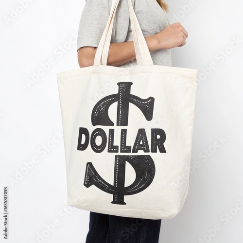 Dollar Sign Fabric Tote Bag	
