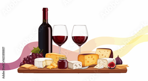 Cheese wine tasting illustration