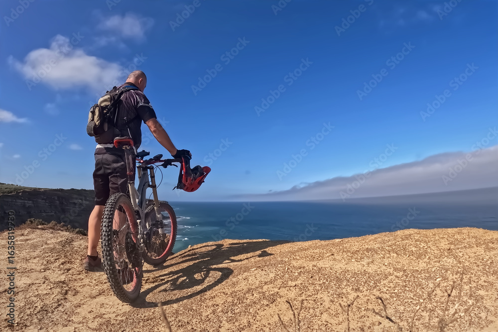 Fototapeta premium Cyclist Riding the Mountain Bike.