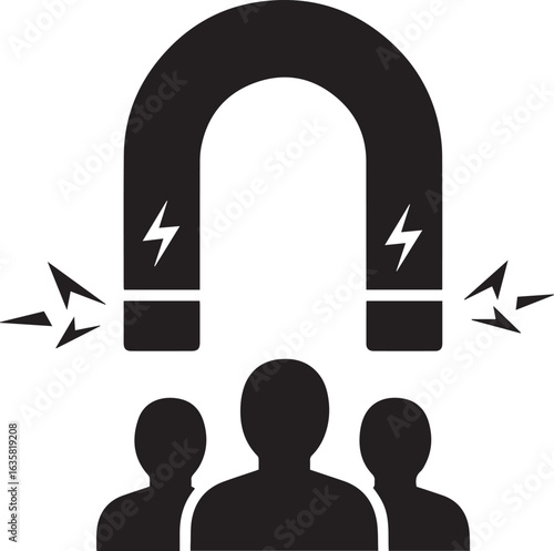 Magnet Attracting People Concept