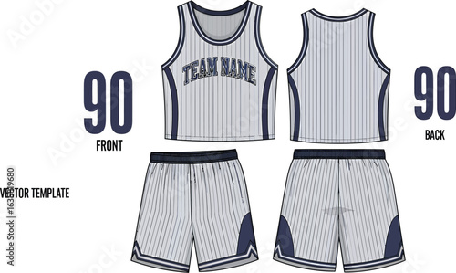 Basketball jersey and shorts uniform template for team sportswear design