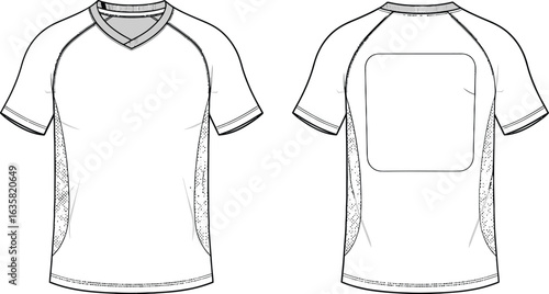 Blank sport t-shirt vector illustration. Front and back view of an athletic apparel template.
